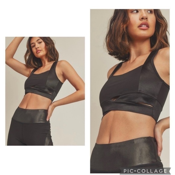 Black Sports Workout 2 Piece Shorts & Bra - Picture 3 of 5